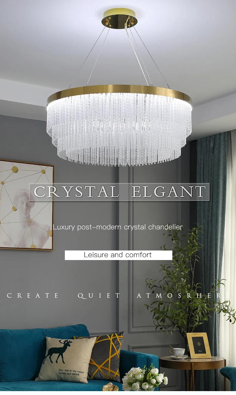 Description Picture 2 of itemNordic Led Lamp Living Room Light Luxury High-end Bedroom Lamp Home Restaurant Crystal Chain Lustre Pendant Light Home Appliance
