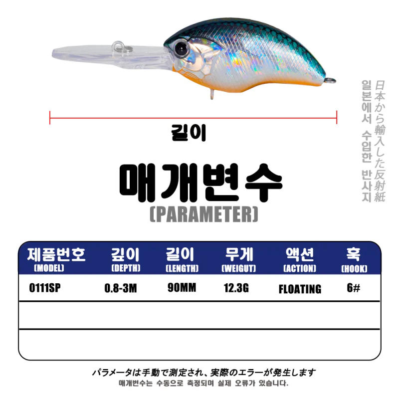 Description Picture 3 of item2025 Crankbaits Fishing Lure Crank Weights 12.3g 0.8-3m Pesca Pike Isca Artificial Saltwater Bass Lures Whopper Baits Carp Fish