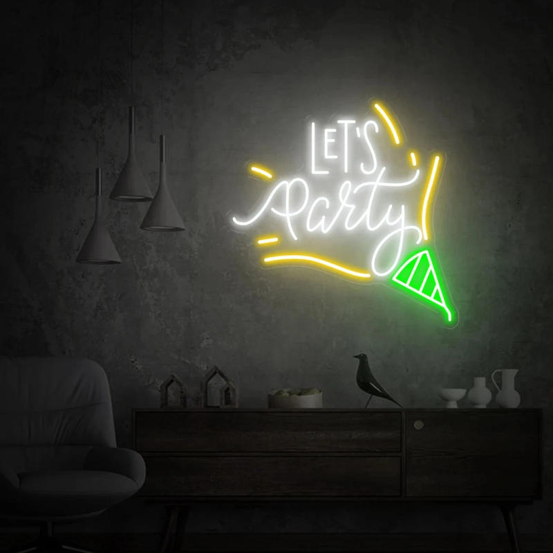 Description Picture 6 of itemLet's Party Neon Sign,Home Yard Party Sign,Led Light Sign,Neon Sign Wedding,Engagement Party Backdrop,Home Room Wall Decoration,