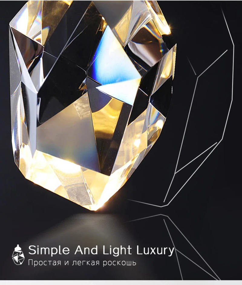 Description Picture 3 of itemLed Crystal Pendant Light for Bedroom Bedside Hotel Restaurant Cafe Kitchen Island Hanging Lamp Ceiling Chandeliers Bathroom