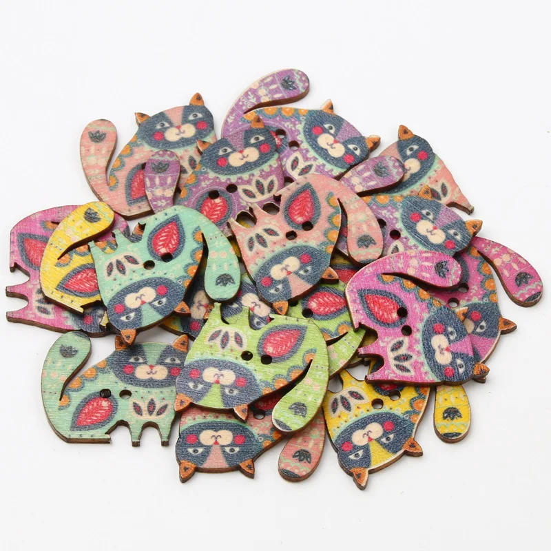 Description Picture 4 of item30pcs Mixed Color Pattern Cats 30mm Buttons 2 Holes Sewing Crafts Clothing Decoration Scrapbook Diy Handmade 30x25mm