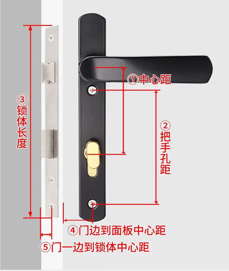 Description Picture 2 of itemBathroom Aluminum Alloy Single Point Door Lock Aluminum Alloy Door Handle 85+30 Lock Body Home Improvement Accessories
