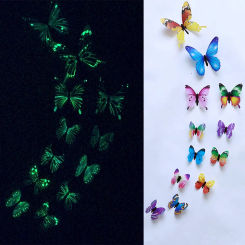 3d Butterfly Stickers Glow In The Dark Luminous Stickers On The Walls Decal Living Room Wedding Party Decoration Aesthetic 12pcs