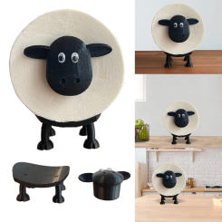 Black Sheep Toilet Roll Holder Resin Lovely Sheep Tissue Box Stackable for Home Bathroom Vanity Night Stands