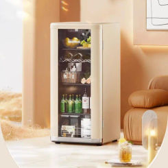 DAEWOO 133L Wine Refrigerator 2-18°C 220V Samll Fridge Machine Ultrathin Retro Office Icebar Air Cooling Wine Refrigerators