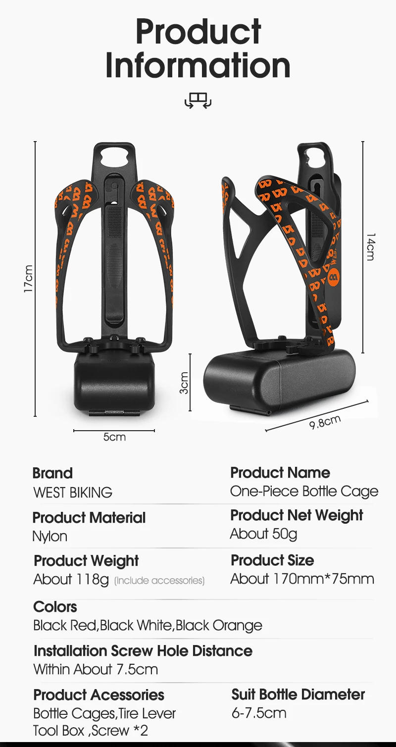 Description Picture 3 of itemWEST BIKING Bicycle Bottle Cage 1PC Ultralight Bike Bottle Rack Cage Cycling Bottle Holder Bracket Portable MTB Bike Accessories