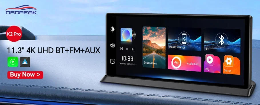 Description Picture 2 of itemK60 Pro 11.3" Dash Cam Android 14 Wireless CarPlay & Android Auto 4GB+64GB Dual Lens 1080P WIFI GPS Car DVR Reverse Recorder Dvr