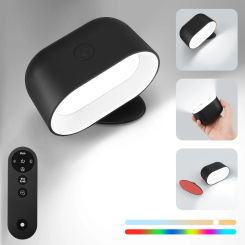 Wireless Remote Control Wall Lamp Touch Control 360 Rotatable RGB Color USB Recharge Night Light For Bedroom Reading Lamp