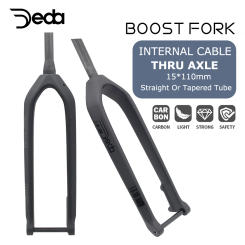 DEDA 15x110mm MTB Thru Axle Boost Fork Full Carbon Fiber Bike Front 26"/27.5"/29" Rigid Bicycle Fork Vertebra Tube Carbon Boost