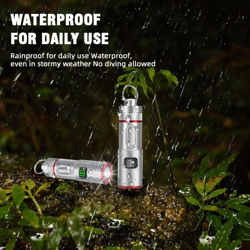 Description Picture 6 of itemPortable Mini LED Flashlight With Neck Chain Emergency Aluminum Alloy Torch USB Rechargeable Camping Keychain Kid's Gift Lantern