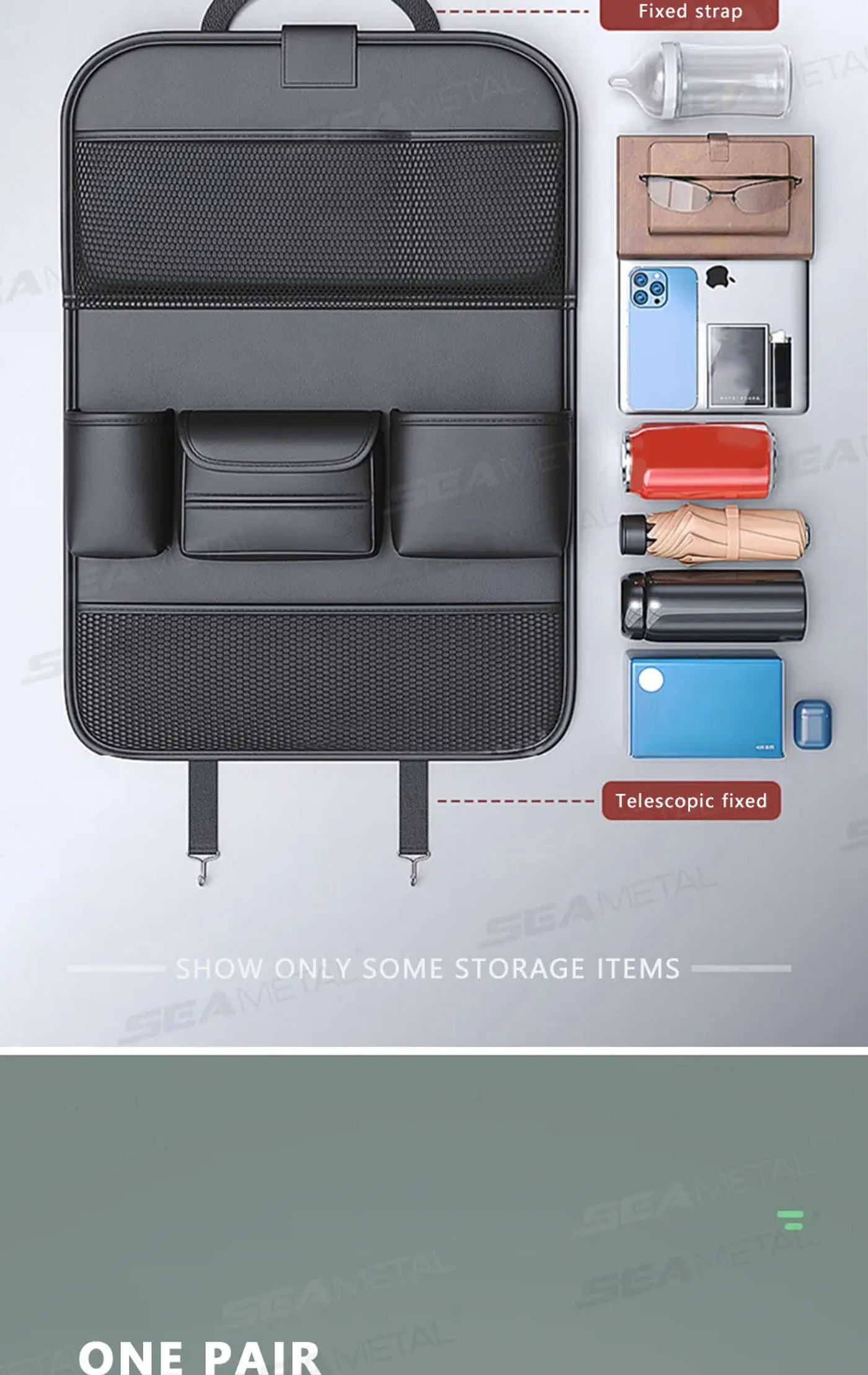 Description Picture 6 of itemCar Seat Back Storage Bag Foldable Table for Kids Dinning Watching Movie Foods Drink Holder Auto Backseat Organizer Accessories