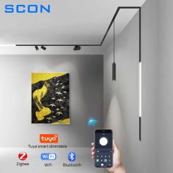 SCON Smart Home TUYA APP Dimmable Recessed Magnetic Track Light Grille Flood Lamp Modern LED Spotlight DC48V Ceiling Lighting