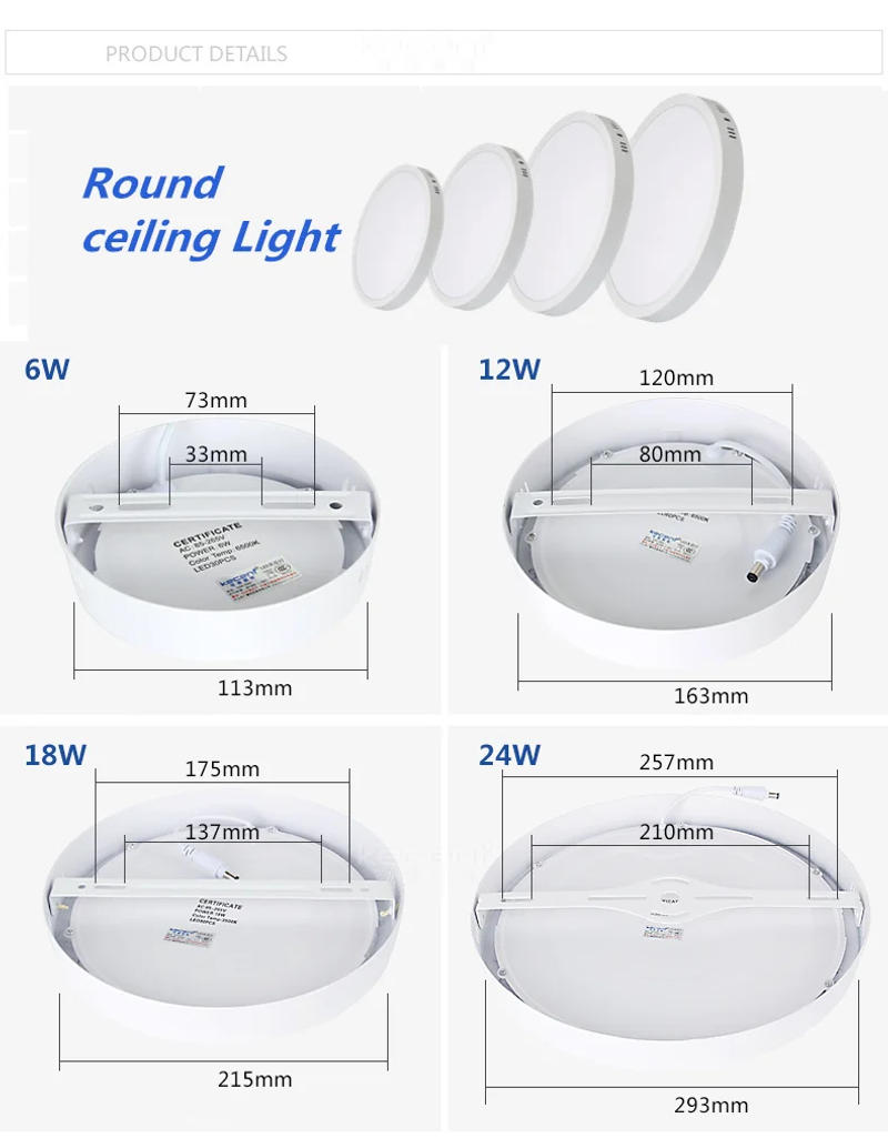 Description Picture 4 of itemSquare LED Ceiling Light Cool White Led Surface Mounted  Ceiling Downlight 6W/12W/18W/24W Bedroom Hallway Toilet Lighting
