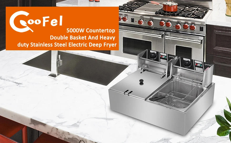 Description Picture 2 of itemFryer with 2 Baskets，5000W Commercial Deep Fryer, 12L Electric Dual Tank Deep Fryer, Countertop Double Basket And Heavy dut