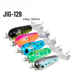 1pcs Wooden Boat Sea Fishing Tractor Noise Attraction Fishing Bait147mm23g Double Propeller Floating Wooden Bait