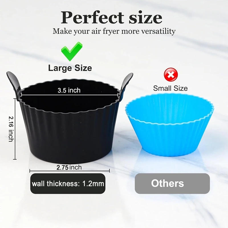 Description Picture 3 of item4/6pcs Silicone Air Fryer Egg Ramekins Mould Muffin Cupcake Cups Egg Cooking Poacher Non Stick For Oven Food-grade Dishwasher