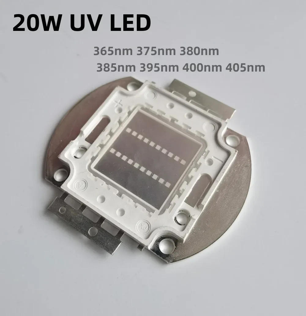 Description Picture 5 of item20W High Power Light UV Purple LED 365nm 375nm 380nm 385nm 395nm 400nm 405nm Ultraviolet Bulbs Lamp Chips