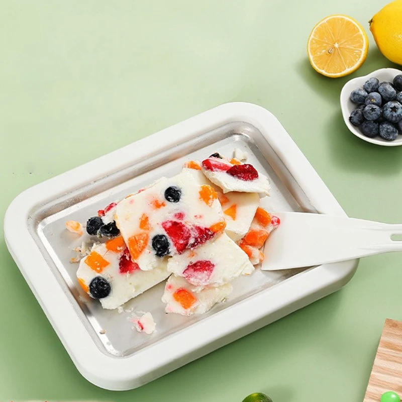 Description Picture 6 of itemUnplugged Ice Cream Maker Stainless Steel Manual Ice Machine Instant Cold Plate With Scrapers Tool For Making Rolled Ice Cream