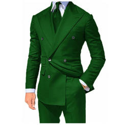 Gentlemen's Double Breasted Tuxedo Suit For Banquet Prom Dancing Blazer Jacket Green Wedding Suits For Business(jacket+pants)
