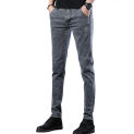 Men Pants Stylish Men's Slim Fit Pants with Pockets Korean Style Ankle Length Trousers for Daily Wear Commute Men High Elastic