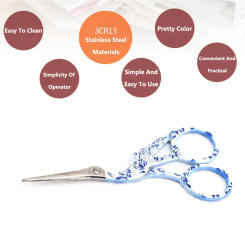Crane Beak Scissors Vintage Cross Stitch Scissors Orchid Pattern Silver Pattern Scissors
