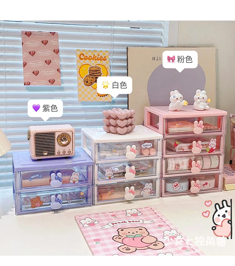 Description Picture 3 of itemDesktop Storage Box Organizer Student Drawer Box Pen Holder Cute Office Childrens Hair Accessories Stationery Rack Organizer Box