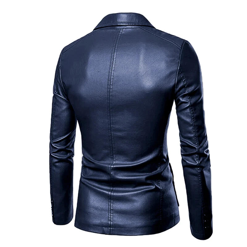 Description Picture 5 of itemMen's Casual Pockets Pocket Long Sleeves Lapel PU Leather Jackets