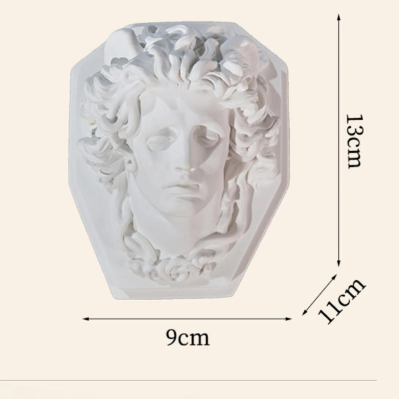 Description Picture 6 of itemGreek Mythology Statue Figurine Vintage 3D Relief Head of Medusa Greek Gods Classic Sculpture for Living Room Home Shelf Decor