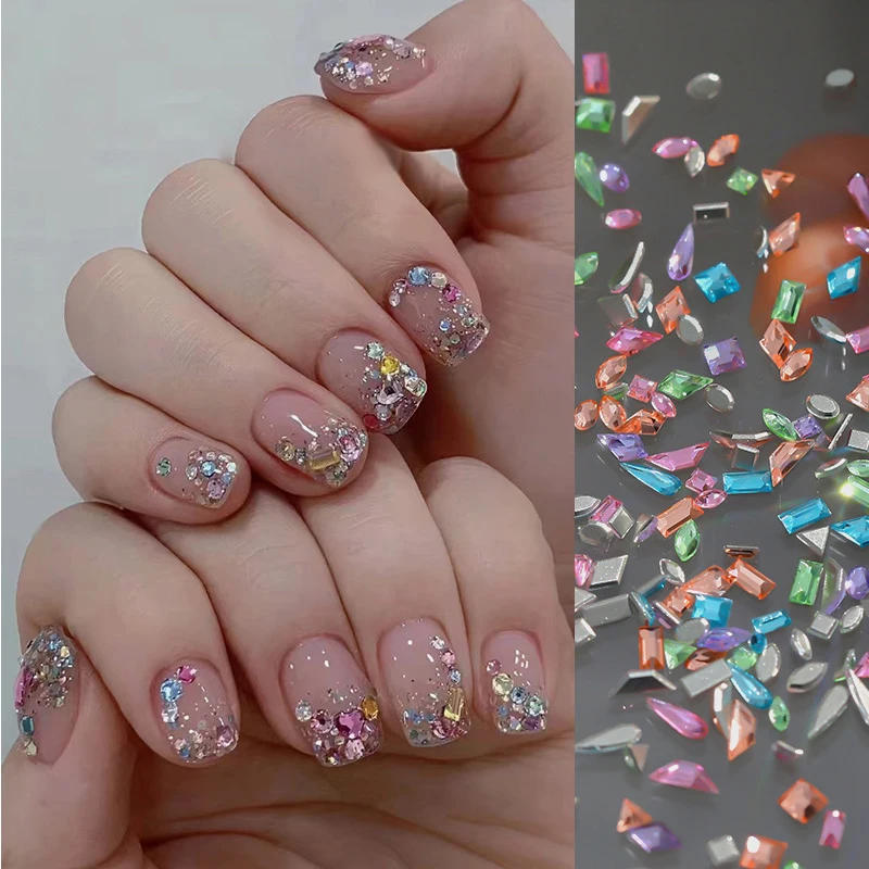 Description Picture 6 of item50Pcs Mini Size Nail Rhinestones Colorful High Sparking Flat Bottom Nail Crystal Stone Bowknot 3D Nail Decorations DIY Material