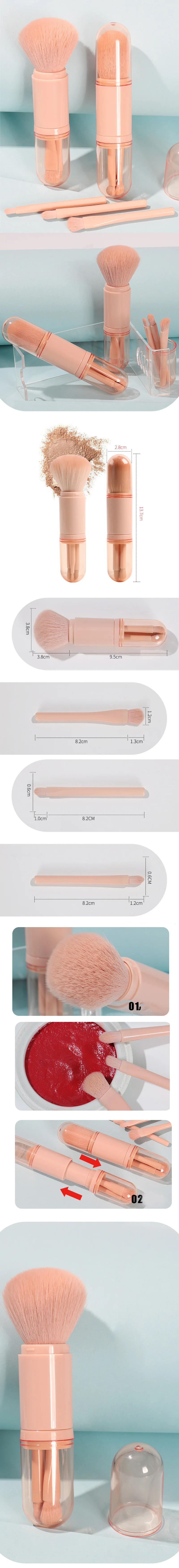 Description Picture 2 of item4 in 1 Makeup Brush Beauty Tool Mini Eye Brush Skin Tone Retractable Makeup Brush Portable Makeup Brush