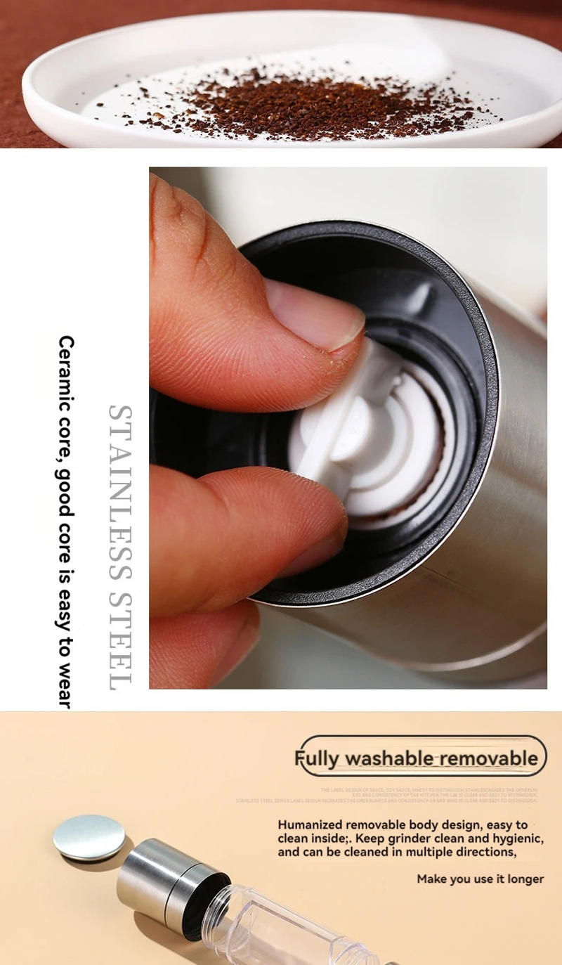 Description Picture 5 of itemSalt and Pepper Grinder 2 in 1 Manual Stainless Steel Salt Pepper Mills with Adjustable Ceramic Grinding Spice Mill Kitchen Tool