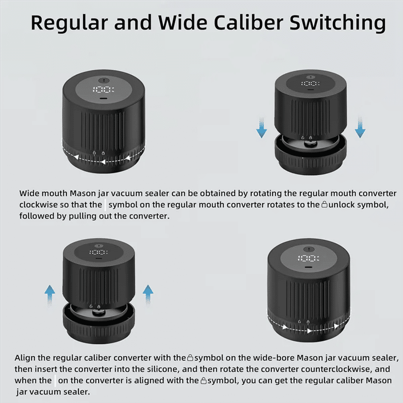 Description Picture 4 of itemB82B-Vacuum Sealer Kit Electric Mason Jar Rechargeable Ball Jar Sealers For Regular Mouth And Wide Mouth Mason Jars