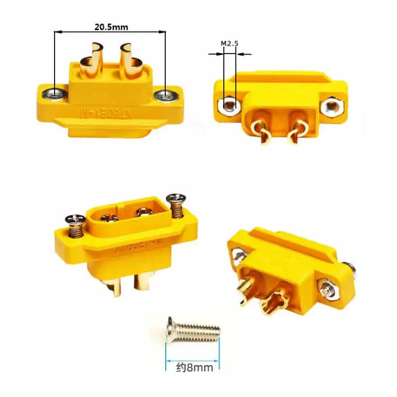 Description Picture 3 of item20A XT60E Connector with M2.5 Nut 3.5mm Gold-plated Aircraft Model Plug for RC Model Multicopter XT60 Male Panel Socket