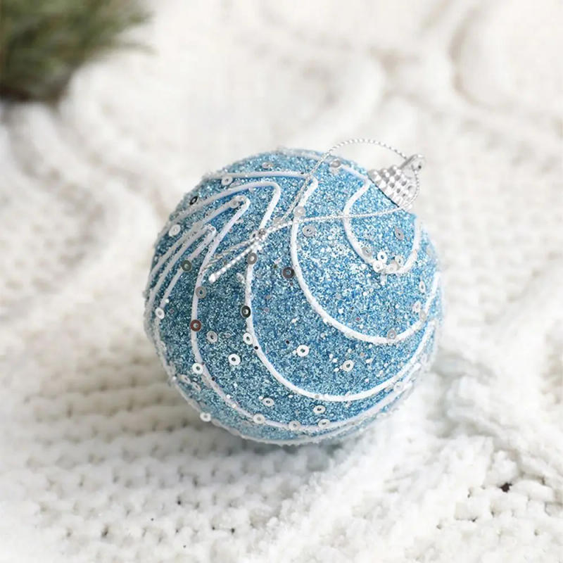 Description Picture 5 of item8cm Christmas Foam Sequin Balls Pendant Blue Reusable Christmas Hanging Balls Shatterproof Elegant Christmas Tree Ornaments