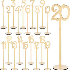 20Pc Wooden Table Numbers 1 To 20 Wood Wedding Table Number Signs with Holder Base Birthday Party Home Decoration Event Catering