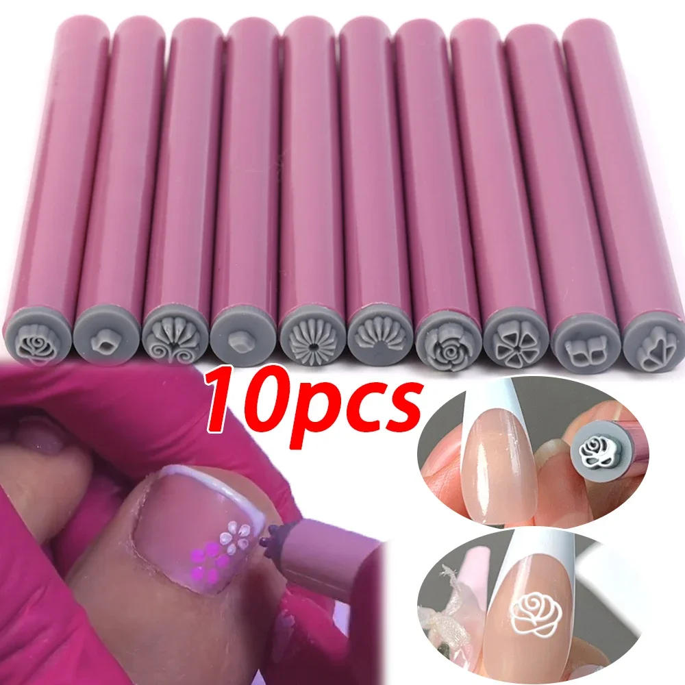 Description Picture 4 of item1-10pcs Flower Butterfly Pattern Nail Stamp Sets Multifunctional Nails Painting Tool Nail Doodle Pen Art Brushstroke Templates