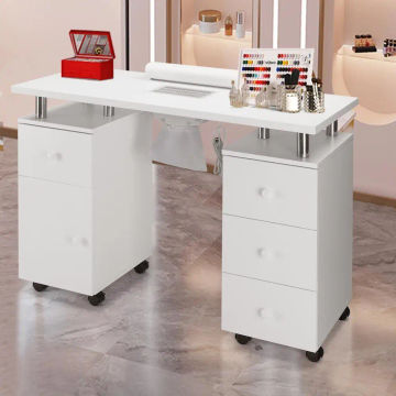 Manicure Table with Drawers Corner Nail Desk Makeup Reception