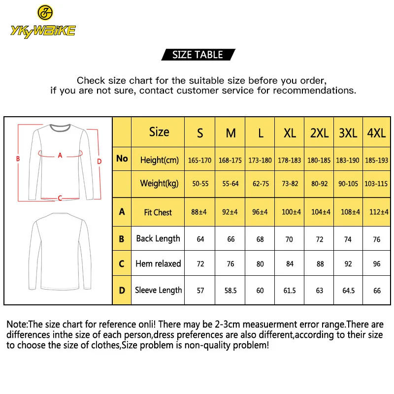 Description Picture 2 of itemYKYWBIKE Cycling Jersey Full Sleeve Bike Shirt Unisex Underwear Race Bicycle Clothing Base Layer MTB Road Bike Sport Wear