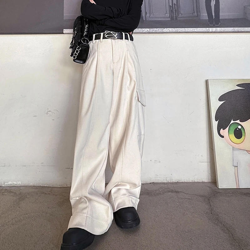 Description Picture 4 of itemPFNW Men's Casual Pants Large PocketsThickened Patchwork Button Solid Color Male Wide Leg Trousers 2024 Summer New Fashion C3264