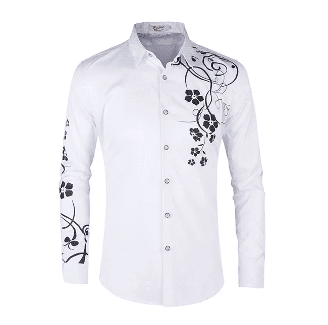 Description Picture 6 of itemSummer New Men's Long Sleeved Flower Shirt Fashion Men's Business Casual Top Slim Fit Clothing