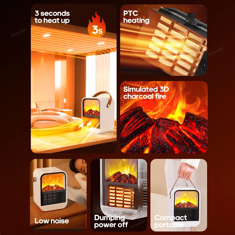 Description Picture 3 of itemFireplace Electric Heater Portable Desktop Heating Stove Radiator with 3D LED Flame for Indoor Home Office Room Festival Gifts