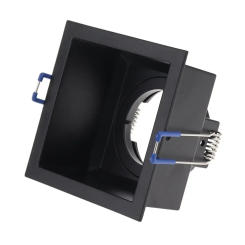 Anti Glare Black Square Design GU10 MR16 Bulbs Zinc Alloy Recessed Front Knob Downlight Frame Spot Light Fixture Holder Fittings