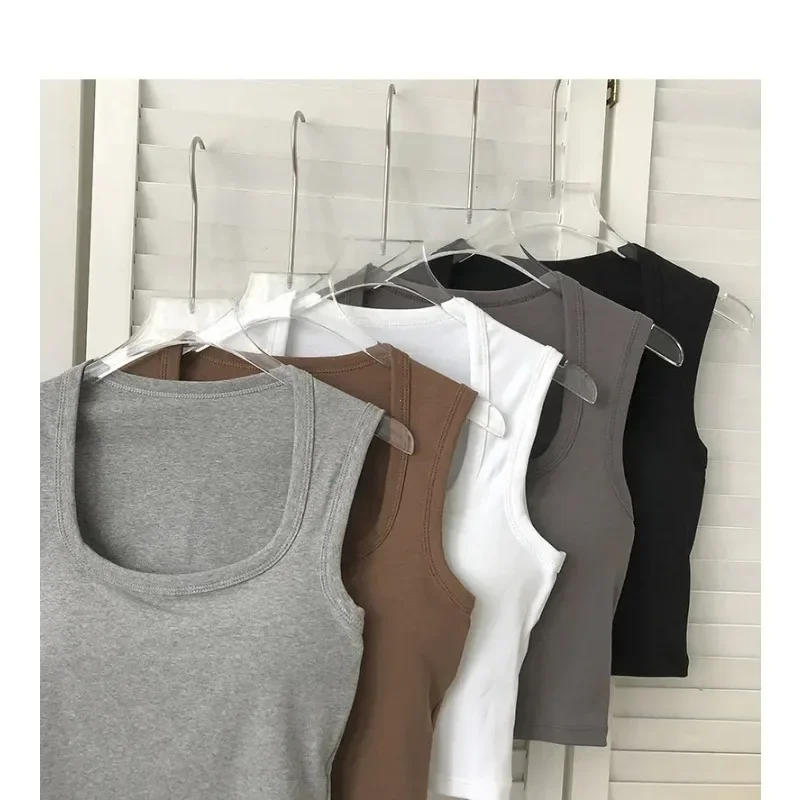 Description Picture 5 of itemWomen Square Low-Collar Sleeveless Neck Camisole Solid Tank Top Female Summer Sexy Tank Topswith Pad Solid Color Bottoming Tops