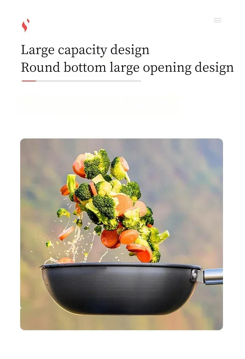 Description Picture 4 of itemPortable Outdoor Frying Pan With Handle Storage Bag For Camping Hiking Picnic Cookware Wok Lightweight Non-stick Frying Pan