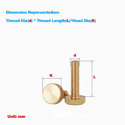Brass Hand Screw/Flat Head Knurled Hand Bolt M3M4M5M6