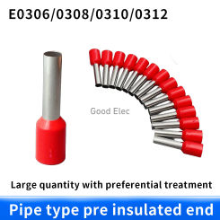 100pcs/Pack E0306 E0308 E0310 Insulated Ferrules Terminal Block Cord End Wire Connector Electrical Crimp Terminator
