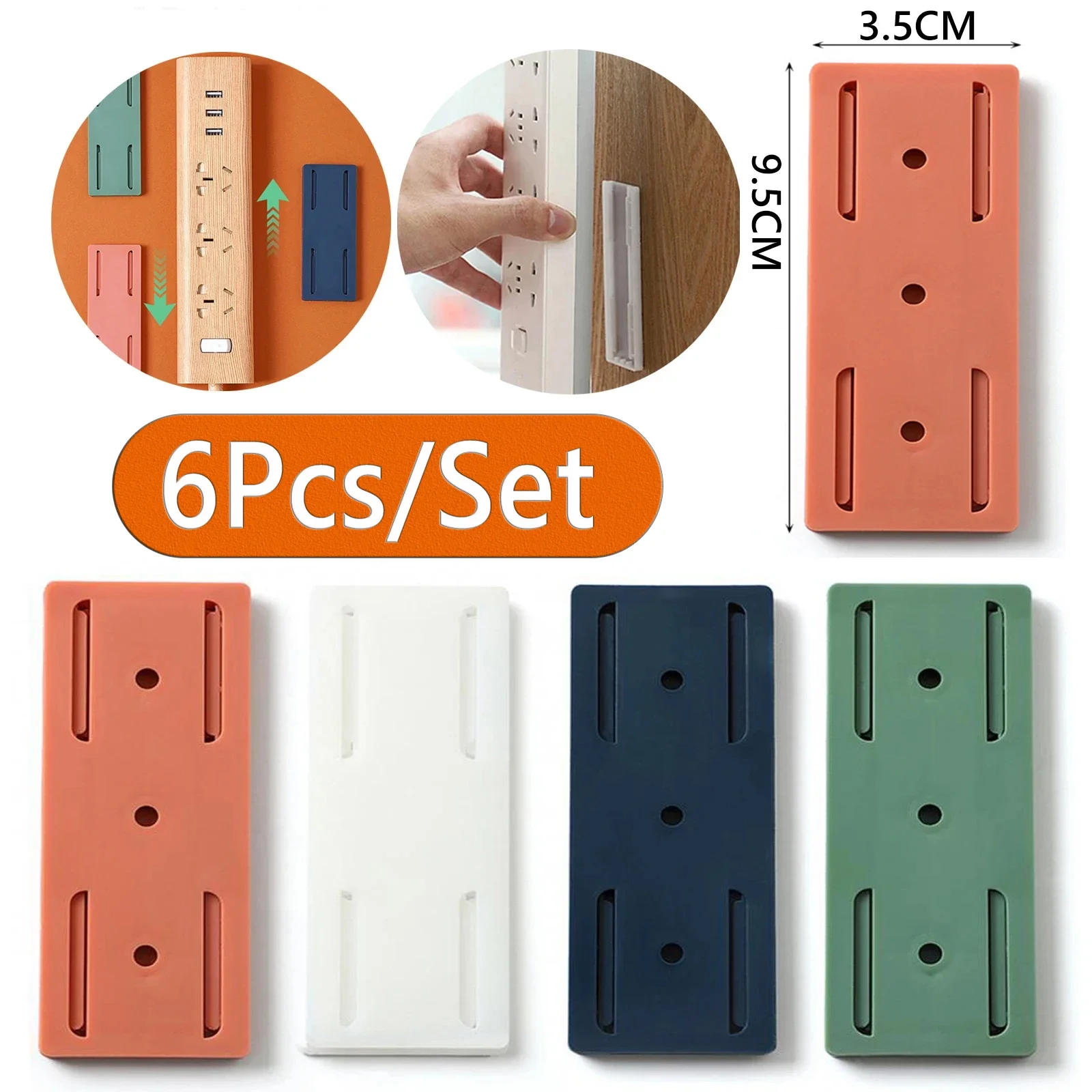 Description Picture 2 of itemSocket Holder Fixer Patch Wall Mounted Self-Adhesive PowerStrip Fixator Punch-free Plug Socket Organizer Multi-Purpose Hooks
