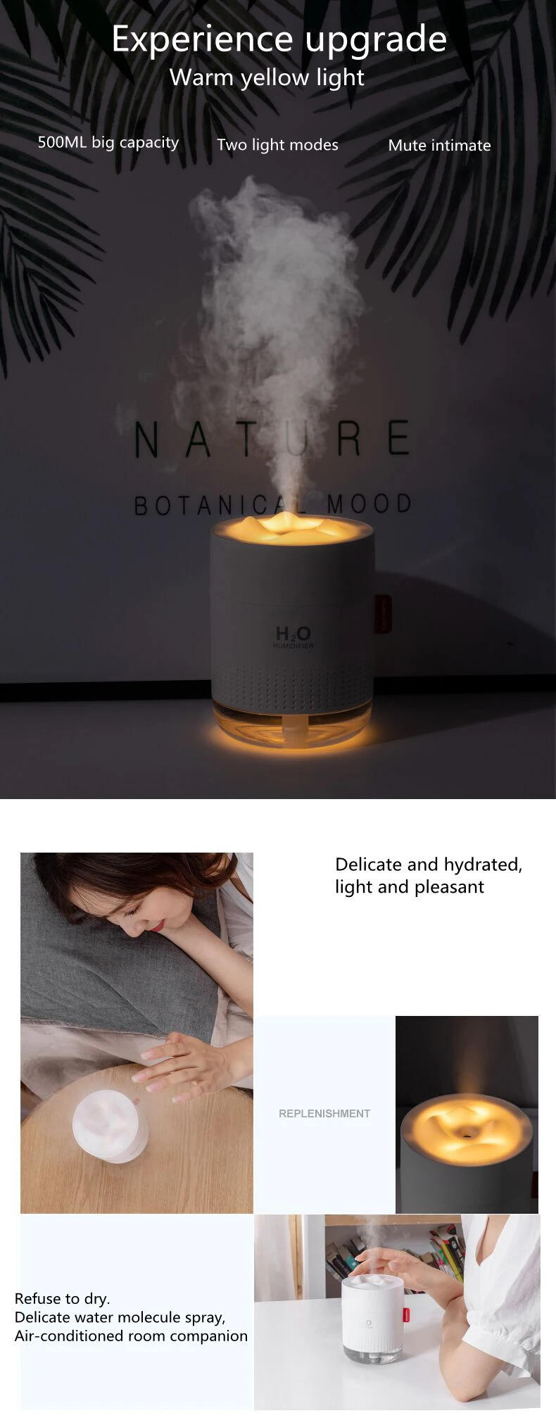 Description Picture 2 of item500ML Portable Mini Humidifier White Snow Mountain Air Humidifier Ultrasonic USB Diffuser Aromatherapy Humidificador for Home