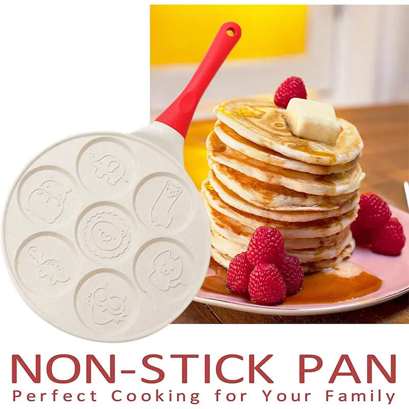 Description Picture 3 of item7 Cup Pancake Pan Nonstick Breakfast Griddle Dinosaur Animals Waffle Maker Pancake Mold Pan for Kids Egg Omelet Crepe Frying Pan