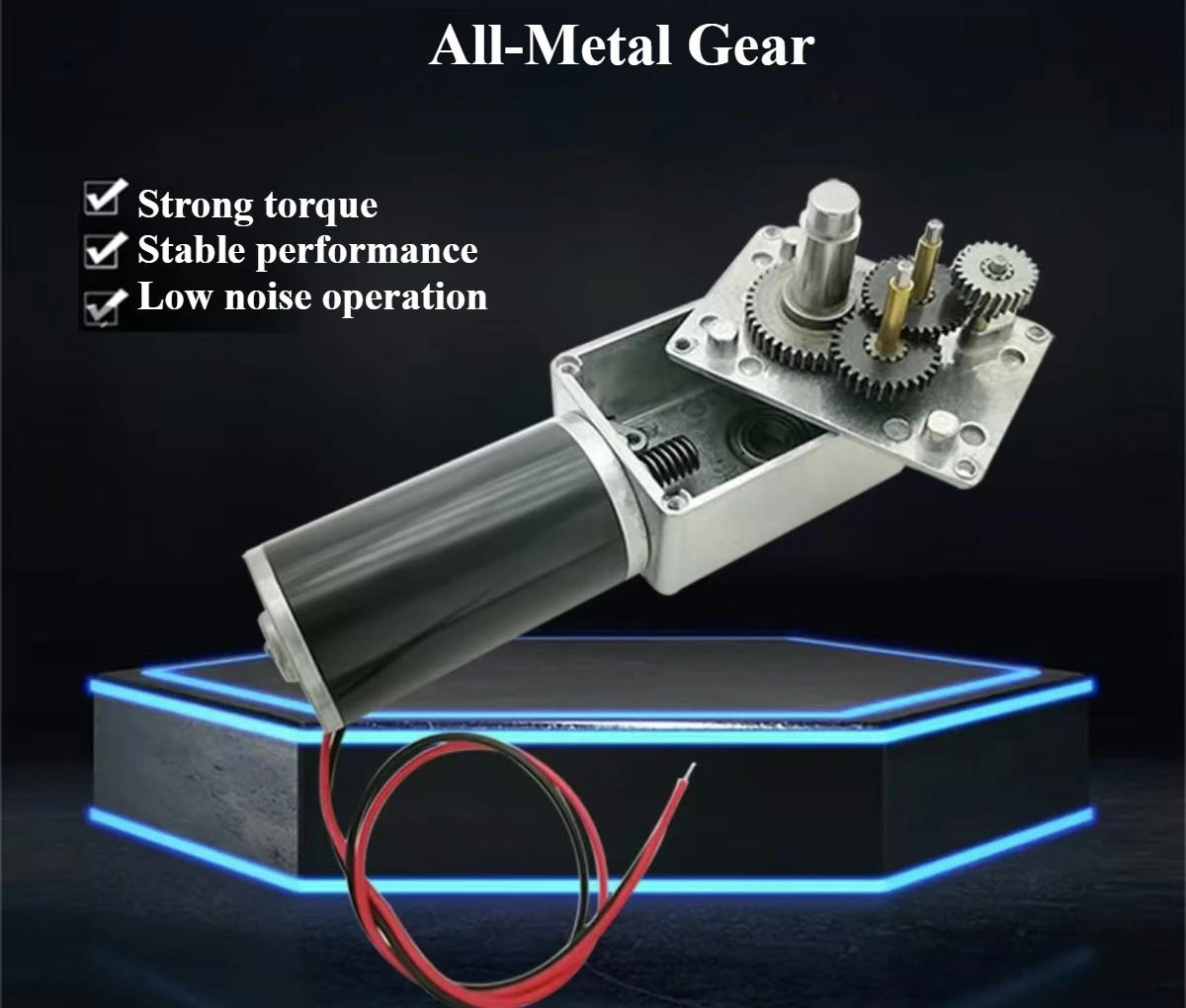 Description Picture 2 of itemDouble Shaft Worm Gear Motor DC 12V 24V High Torque Maximum 70KG Self Locking Adjustable Speed Forward Reverse Motor 4-470RPM